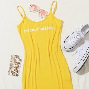 Slogan Graphic Slip Dress